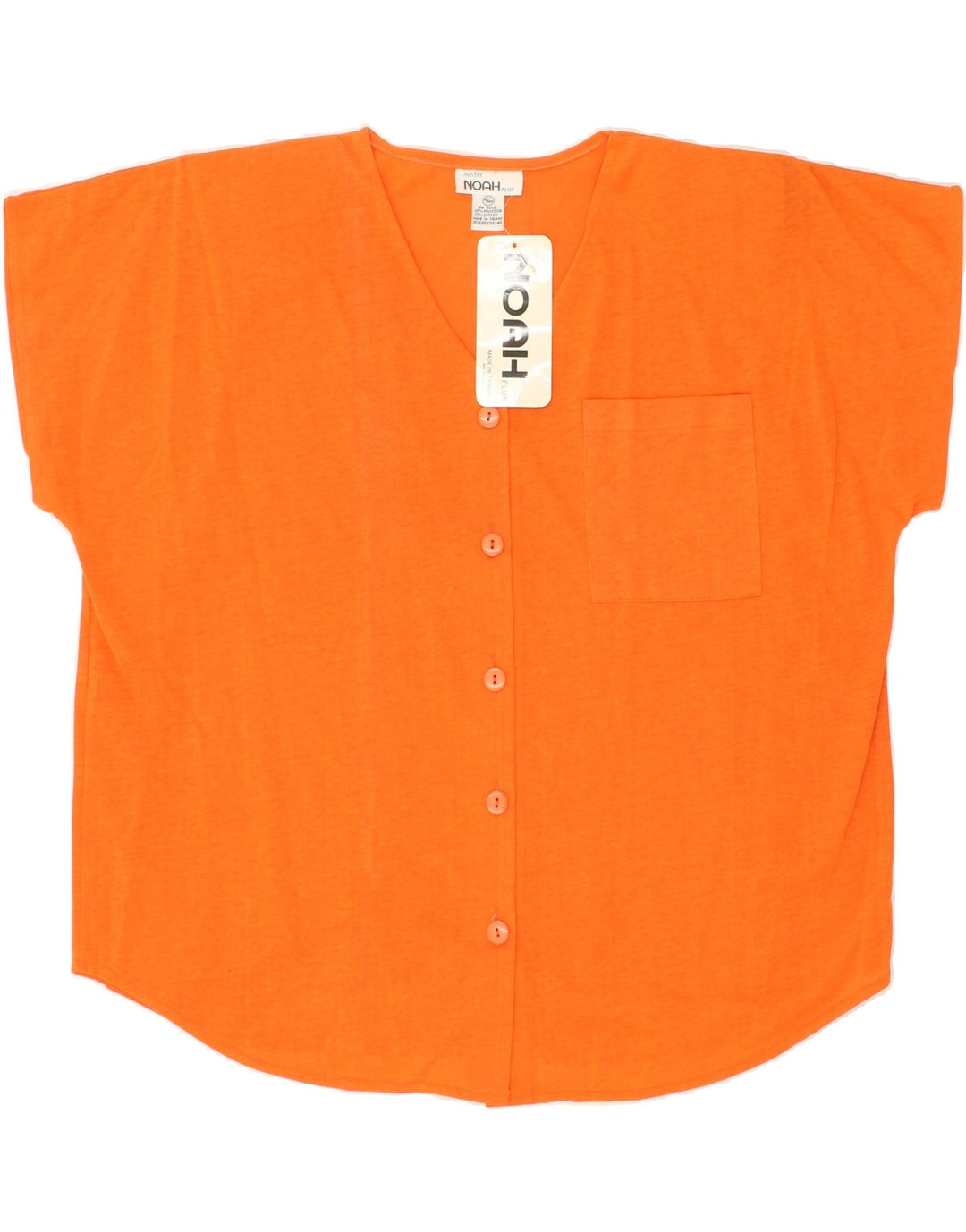 VINTAGE Womens Short Sleeve Shirt EU 42 Large Orange Polyester Vintage Vintage and Second-Hand Vintage from Messina Hembry 