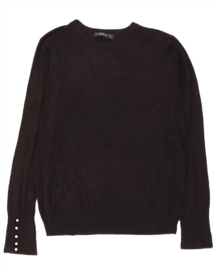 Sweter damski Zara z okrągłym dekoltem UK 14, duży, czarny