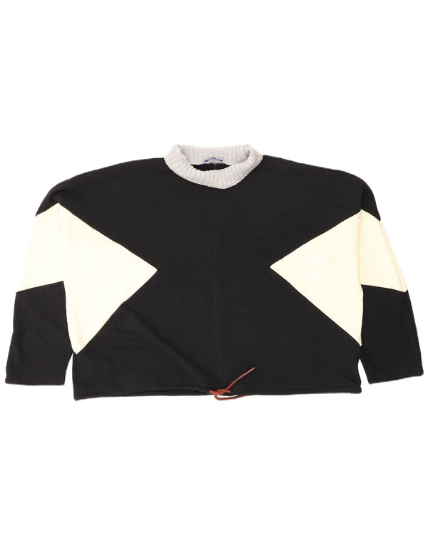 Damska bluzka oversize Zara Top UK 10, mała czarna, bawełniana w bloki kolorów