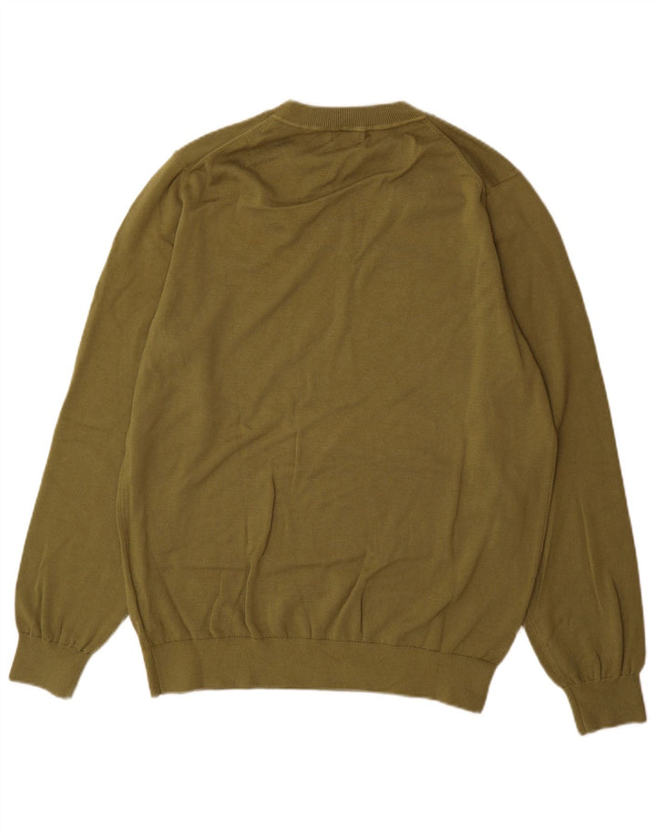 Męski sweter Massimo Dutti z dekoltem w kształcie litery V, duży, bawełniany khaki