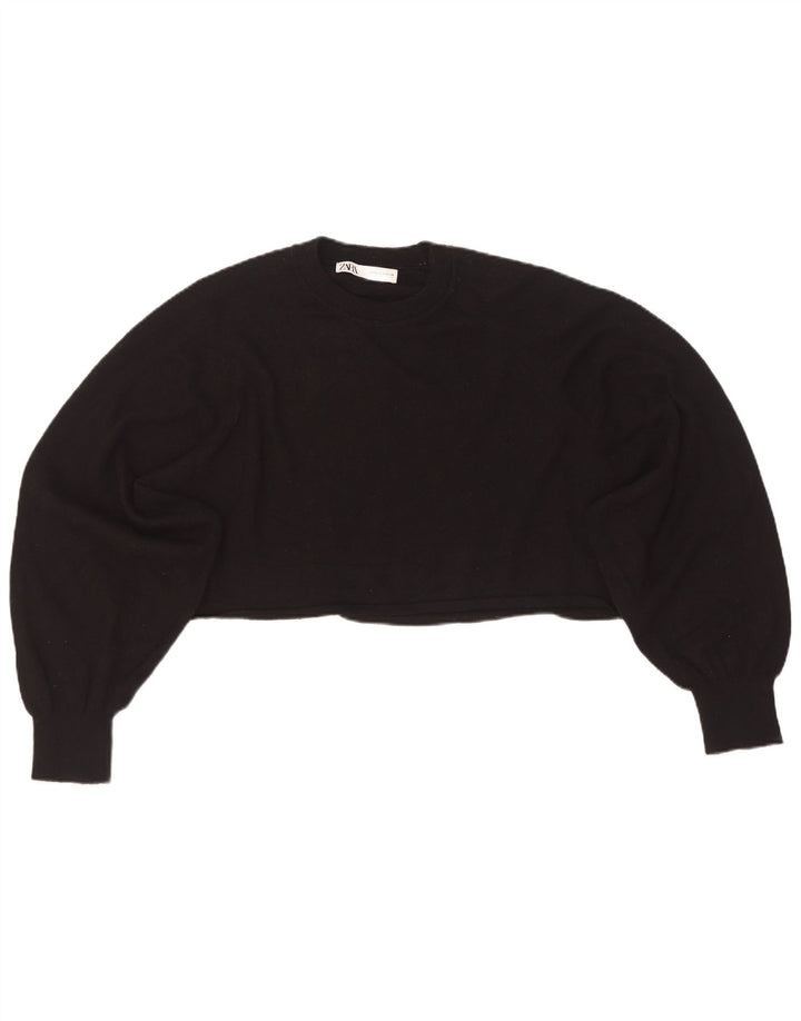 Damski sweter Zara Crop Oversize z okrągłym dekoltem UK 14 Średni czarny