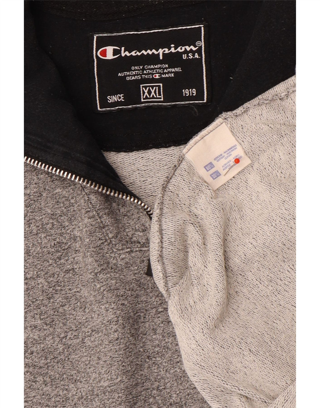 Męski sweter Champion z zamkiem błyskawicznym, 2XL, szara bawełna