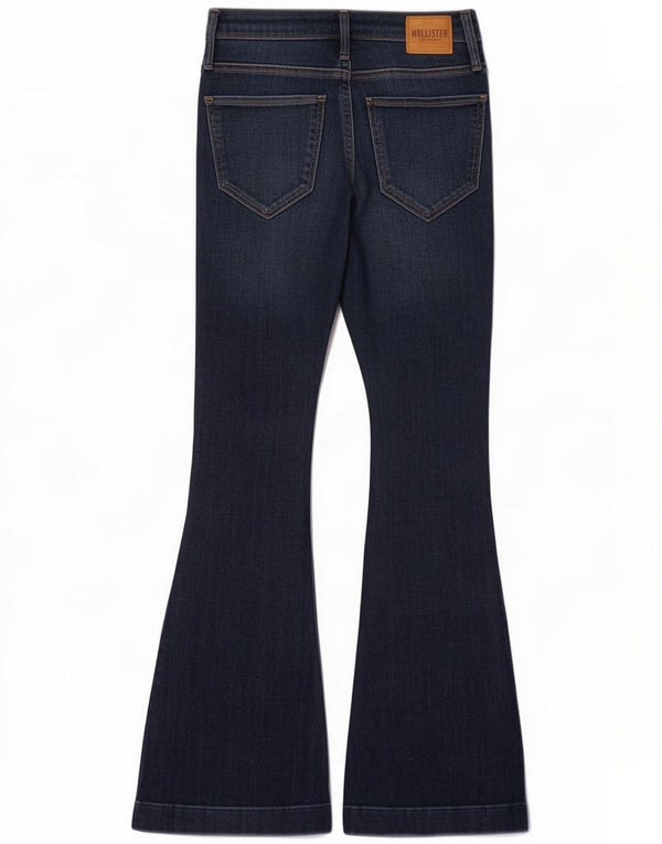 Damskie jeansy rozkloszowane Hollister W25 L30 Granatowa bawełna