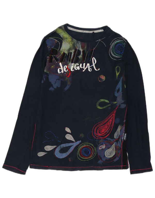 Damski graficzny top Desigual z długim rękawem UK 10, mały, granatowy paisley