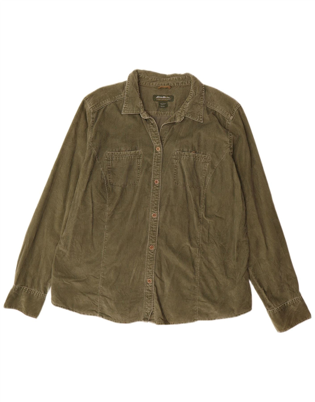 Wysoka sztruksowa koszula damska EDDIE BAUER UK 18 XL, zielona bawełna