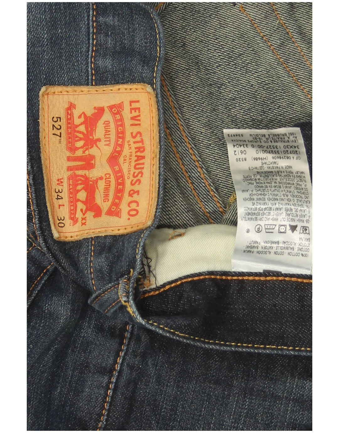 Męskie jeansy Levi's 527 Bootcut W34 L30 Granatowa bawełna