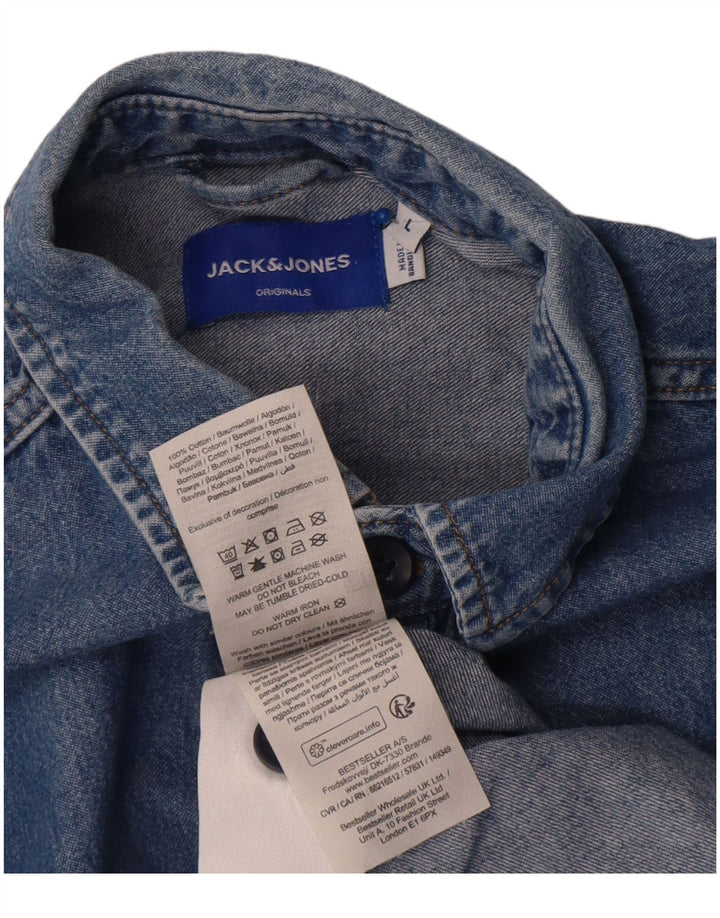 Męska koszula dżinsowa Jack & Jones, duża, niebieska, bawełniana