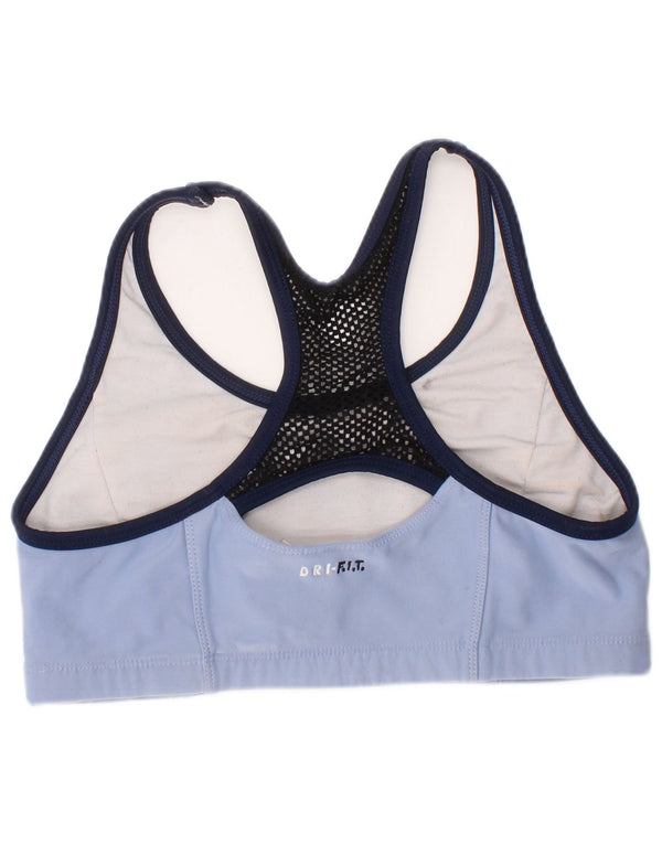 Nike Womens Dri Fit Sport Bra Top UK 8/10 Medium Blue Polyester Sports