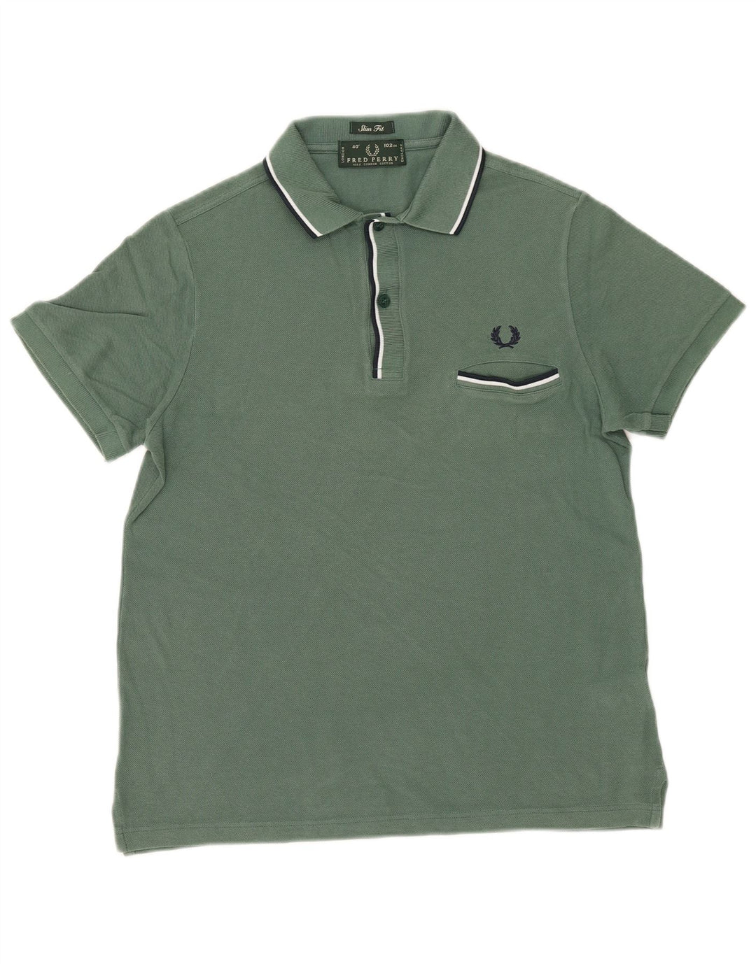 Męska koszulka polo o dopasowanym kroju Fred Perry, średnia zielona bawełna