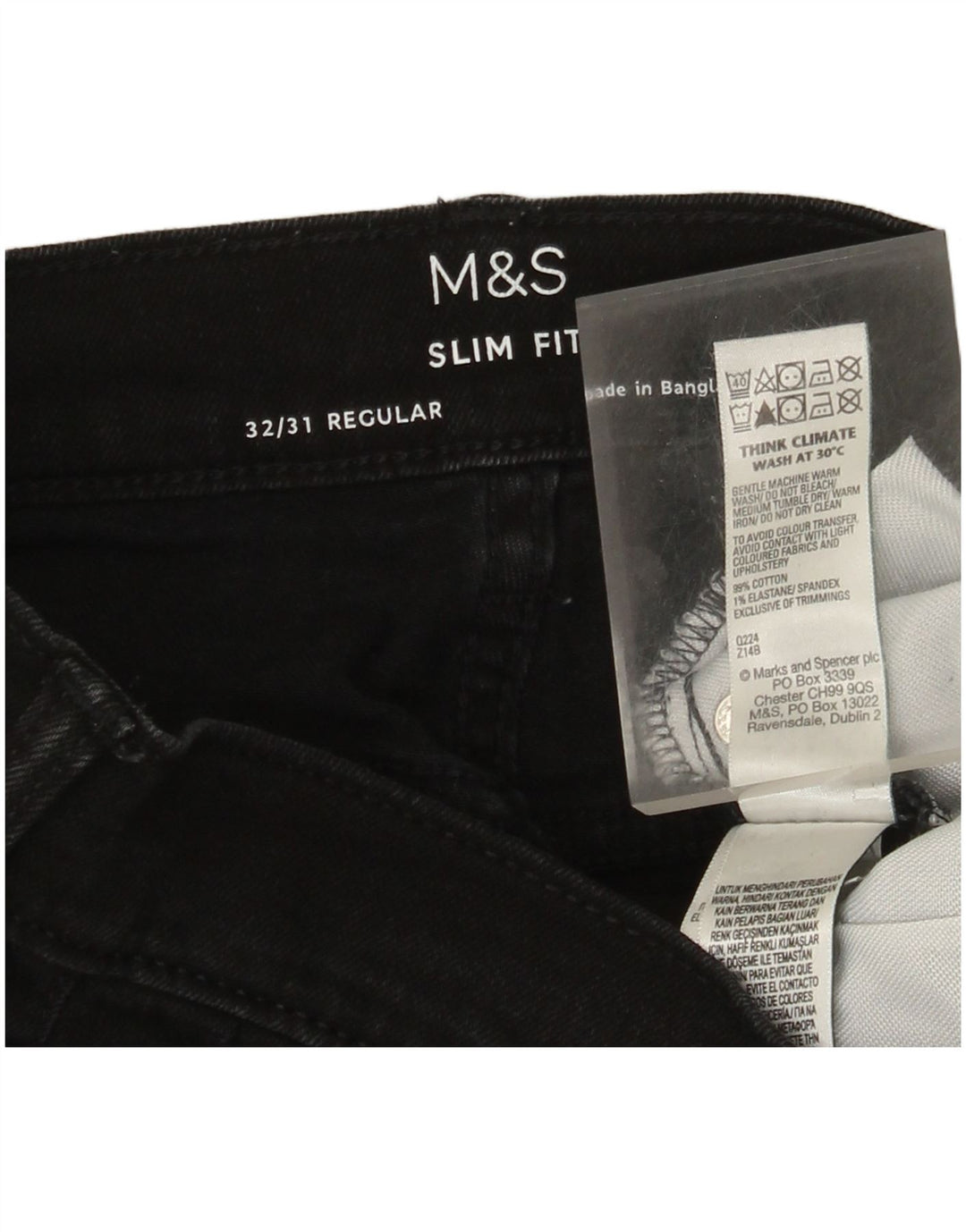 Męskie jeansy Marks & Spencer Regular Slim W32 L31 Czarne bawełniane