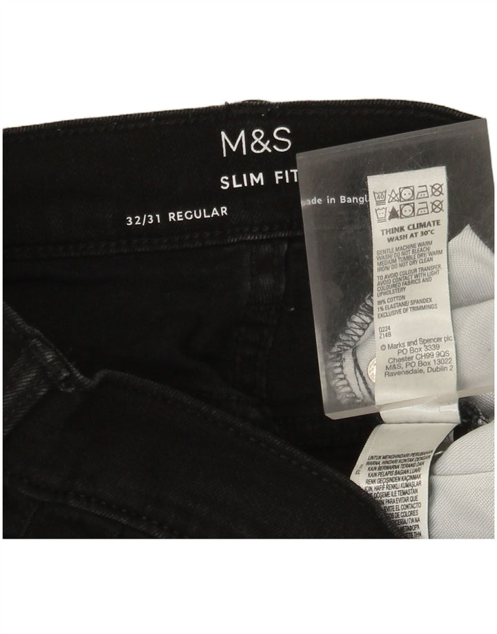 Męskie jeansy Marks & Spencer Regular Slim W32 L31 Czarne bawełniane