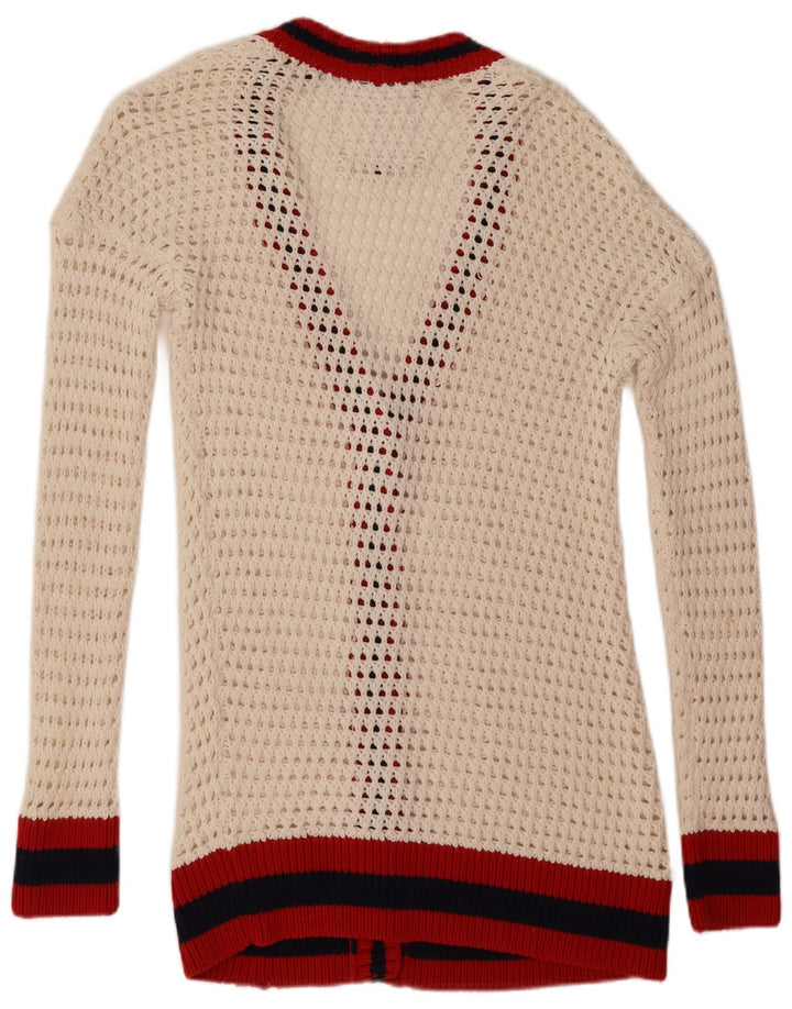 Damski sweter oversize Superdry UK 10, mały, biały, z blokami kolorów