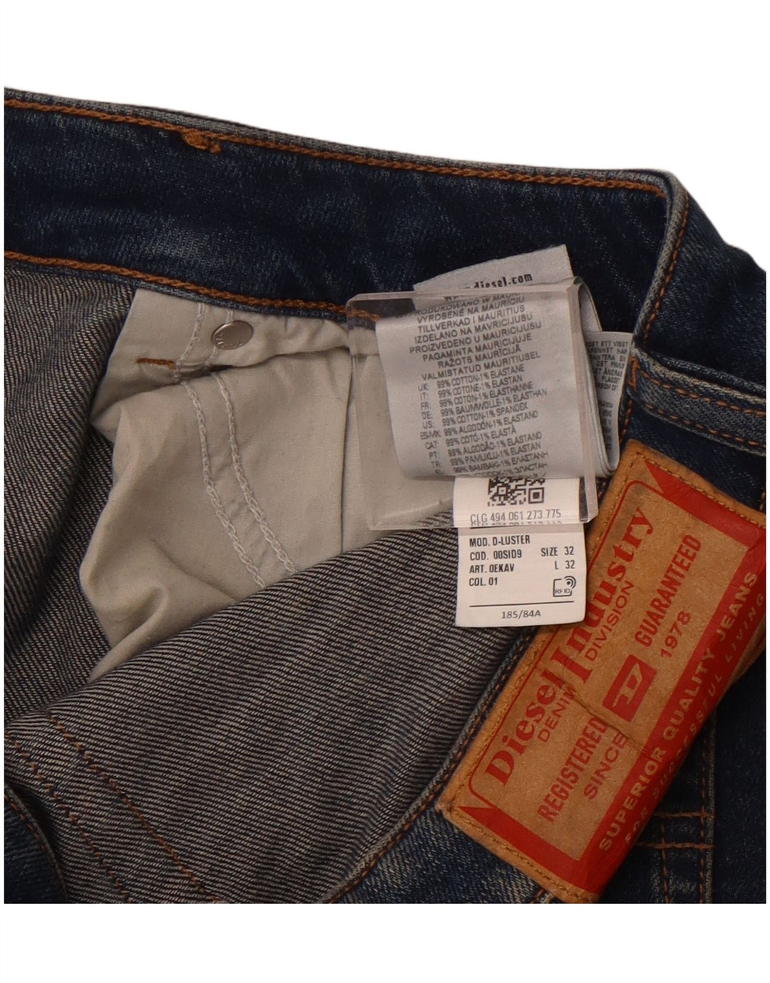 DIESEL Męskie jeansy slim W32 L32 Granatowe bawełniane