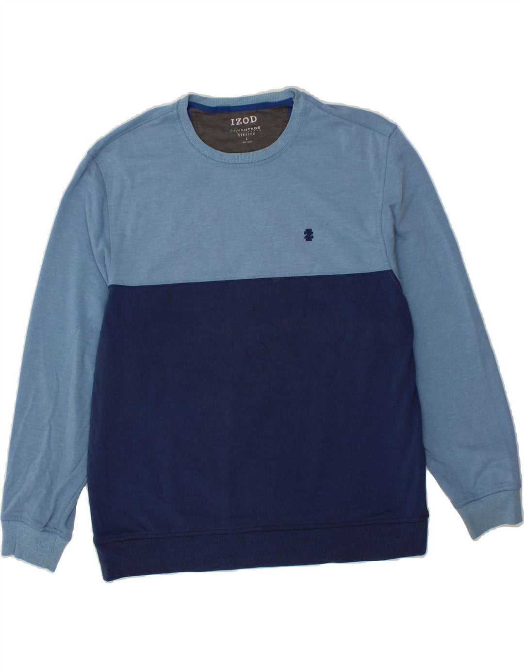 IZOD Mens Sweatshirt Jumper Large Blue Colourblock Vintage Izod and Second-Hand Izod from Messina Hembry 