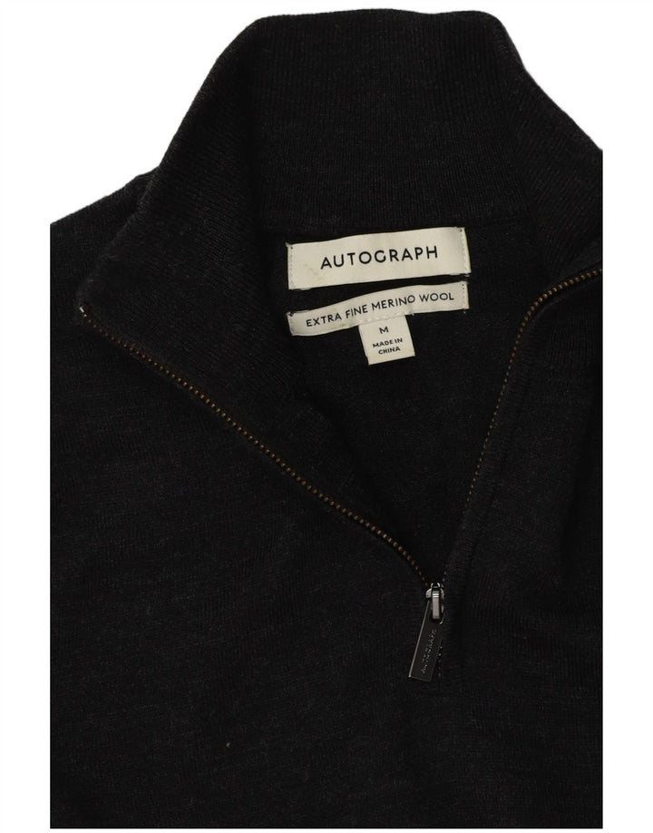 Męski sweter Marks & Spencer z zamkiem błyskawicznym i autografem, średnioszary