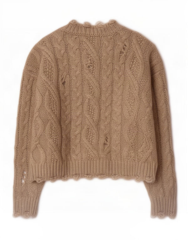 Sweter damski Zara Crop Oversize z okrągłym dekoltem UK 10 Small Beige