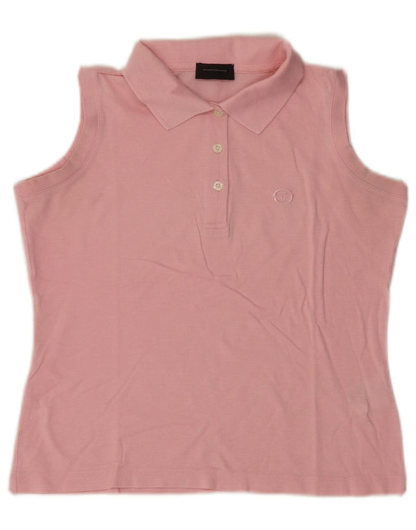 Damska koszulka polo bez rękawów Sergio Tacchini, UK 10, mała, różowa, bawełniana