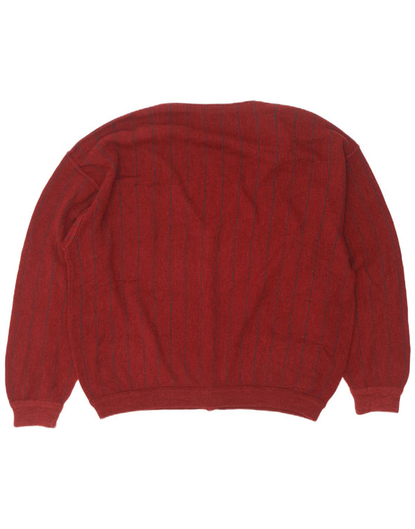 Cacharel Męski sweter rozpinany EU 56 2XL Burgundowy kaszmir w paski