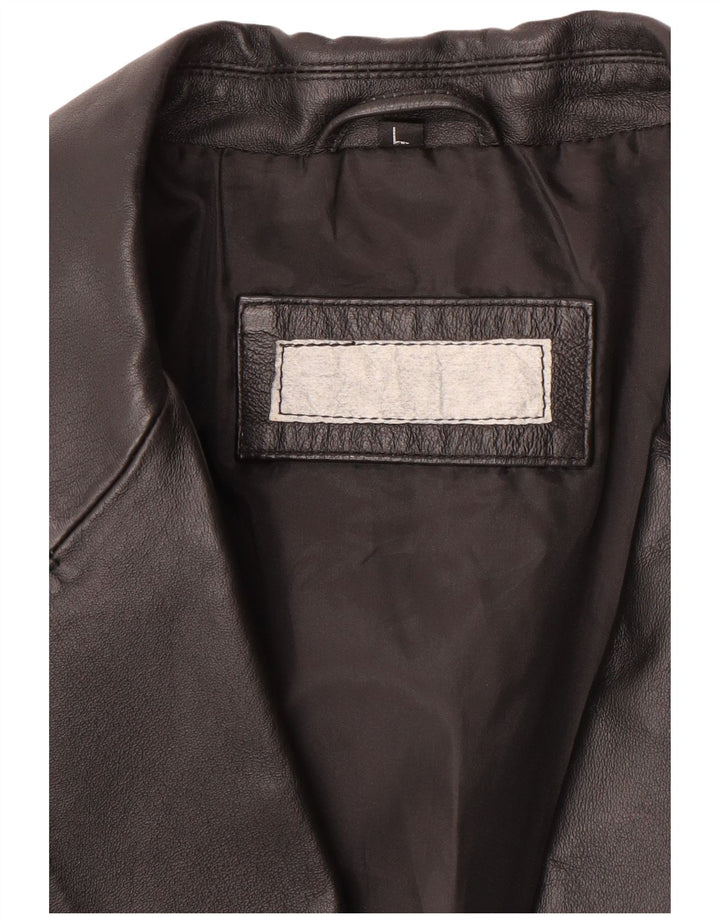 Męska marynarka skórzana zapinana na 2 guziki w stylu vintage, UK 40, duża czarna