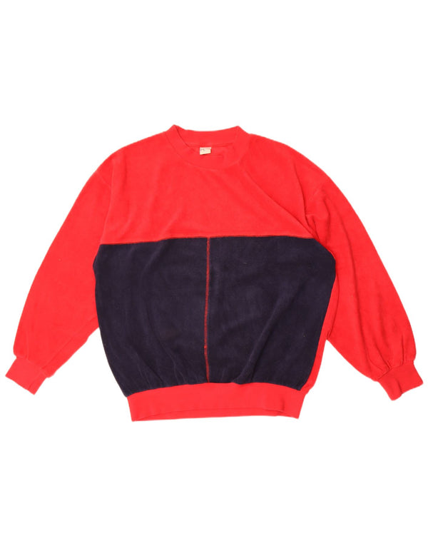 Męski sweter polarowy w stylu vintage, UK 44/46 XL, bawełna w kolorze czerwonym