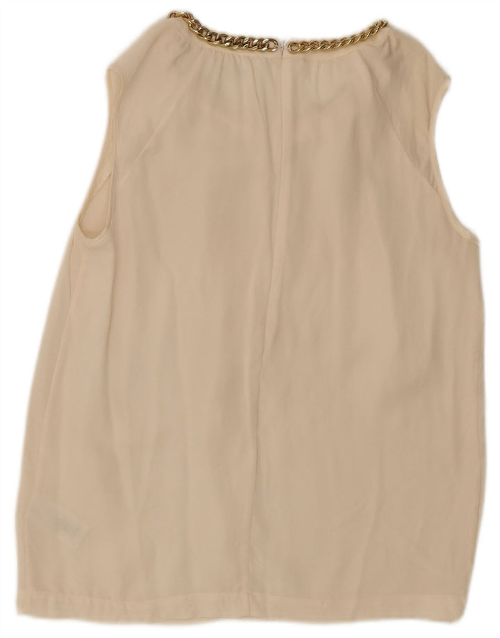 Damska bluzka bez rękawów Michael Kors Top UK 10 Small Off White Silk