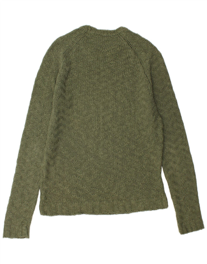 Męski sweter ZARA z okrągłym dekoltem, duży, bawełniany khaki