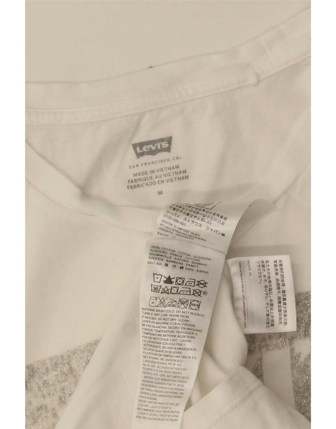 Damska koszulka z grafiką Levi's Top UK 12 Średnia biała bawełna