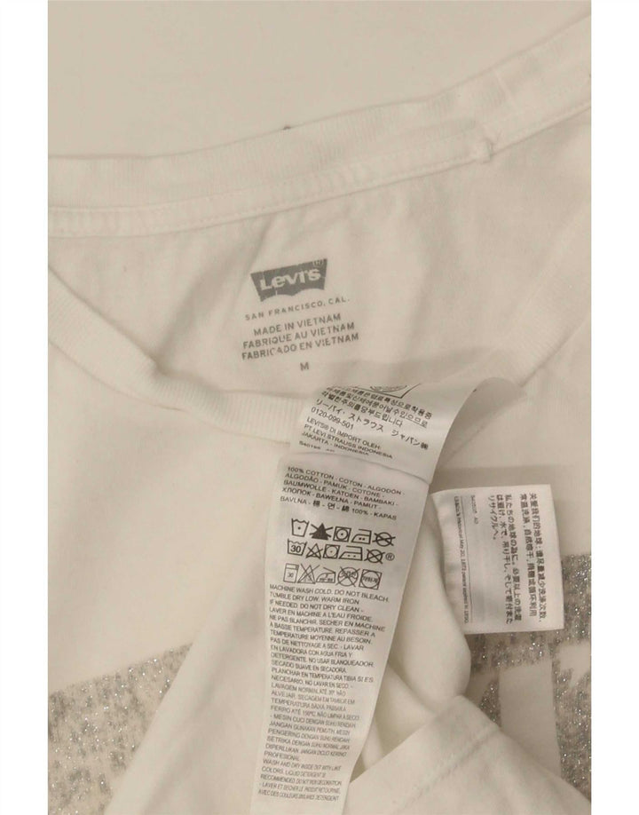 Damska koszulka z grafiką Levi's Top UK 12 Średnia biała bawełna