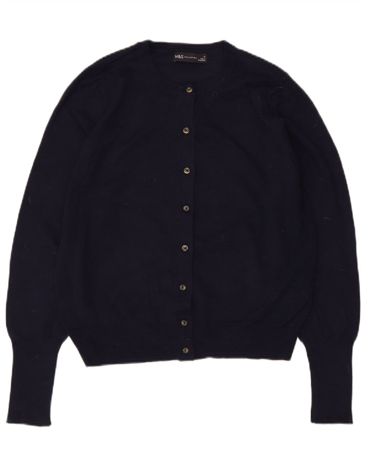Marks & Spencer Damski sweter rozpinany UK 12, średni granatowy, wiskoza