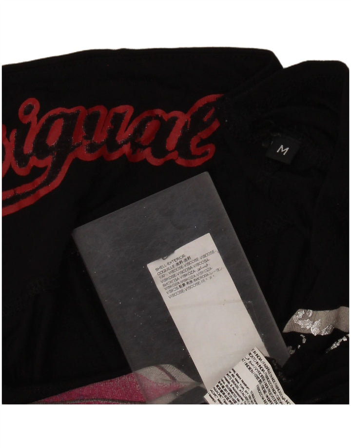 DESIGUAL Damska koszulka oversize z grafiką Top UK 14 Średni czarny w kwiaty