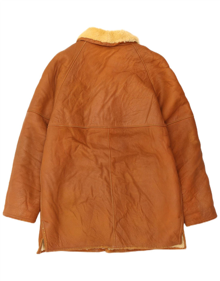 MABRUN Męska kurtka Shearling UK 36 Mała brązowa skóra