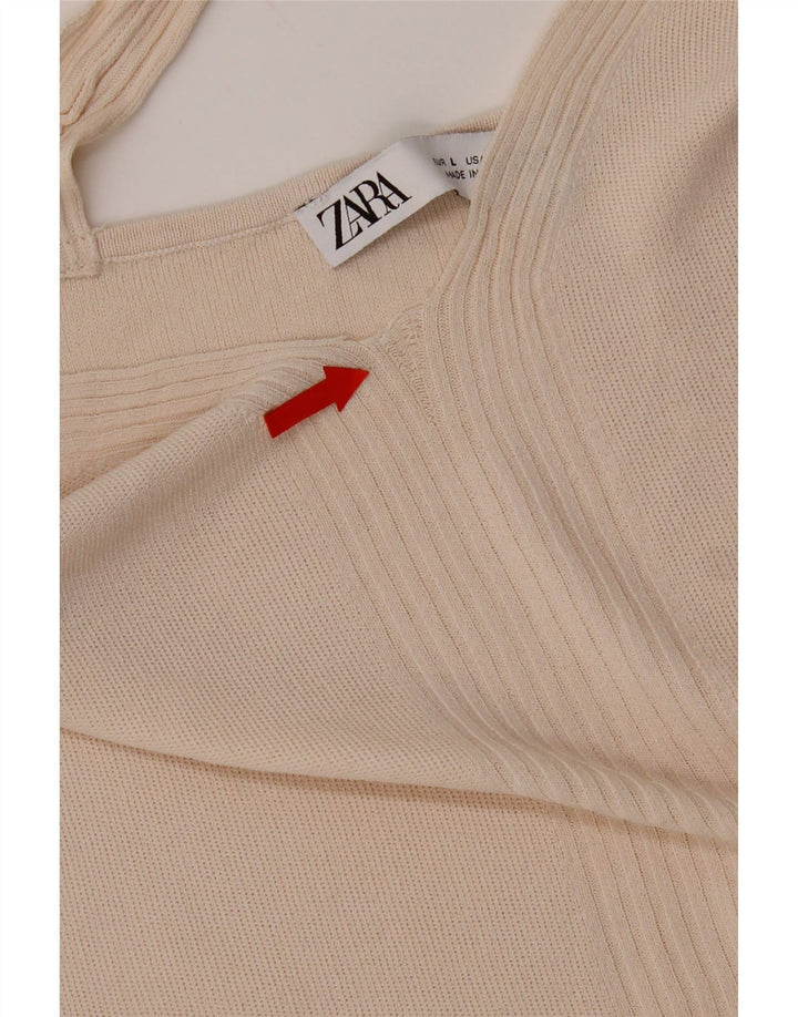 Damski top na ramiączkach Zara UK 14 Large Beżowa Wiskoza