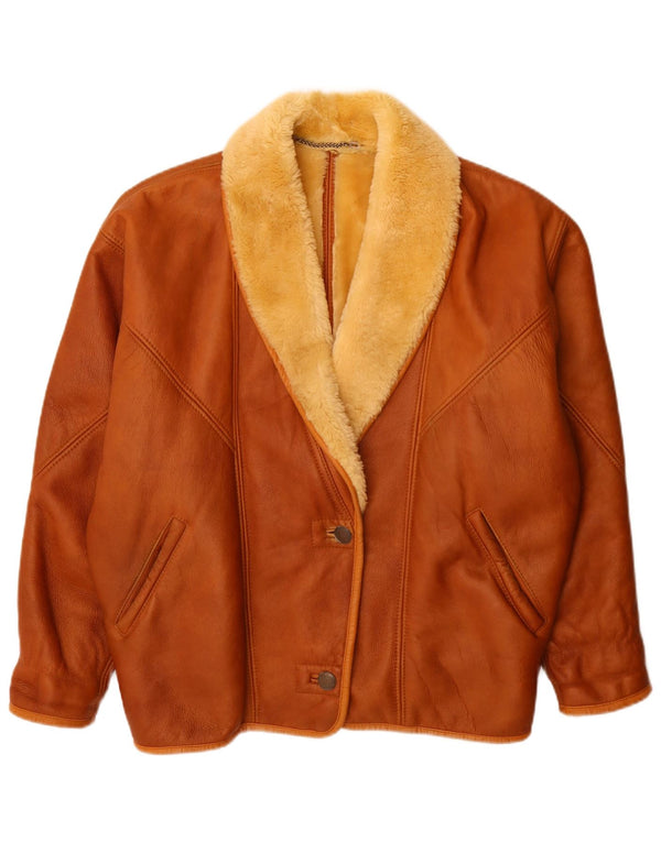 Vintage damska kurtka oversize Shearling UK 16, duża brązowa