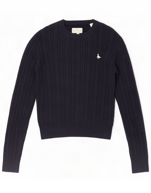 Damski sweter z okrągłym dekoltem Jack Wills UK 8 Mały granatowy, bawełniany