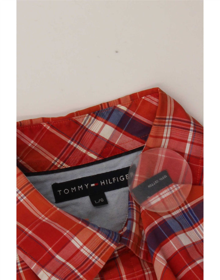 Koszula męska Tommy Hilfiger, duża, bawełniana w pomarańczową kratkę