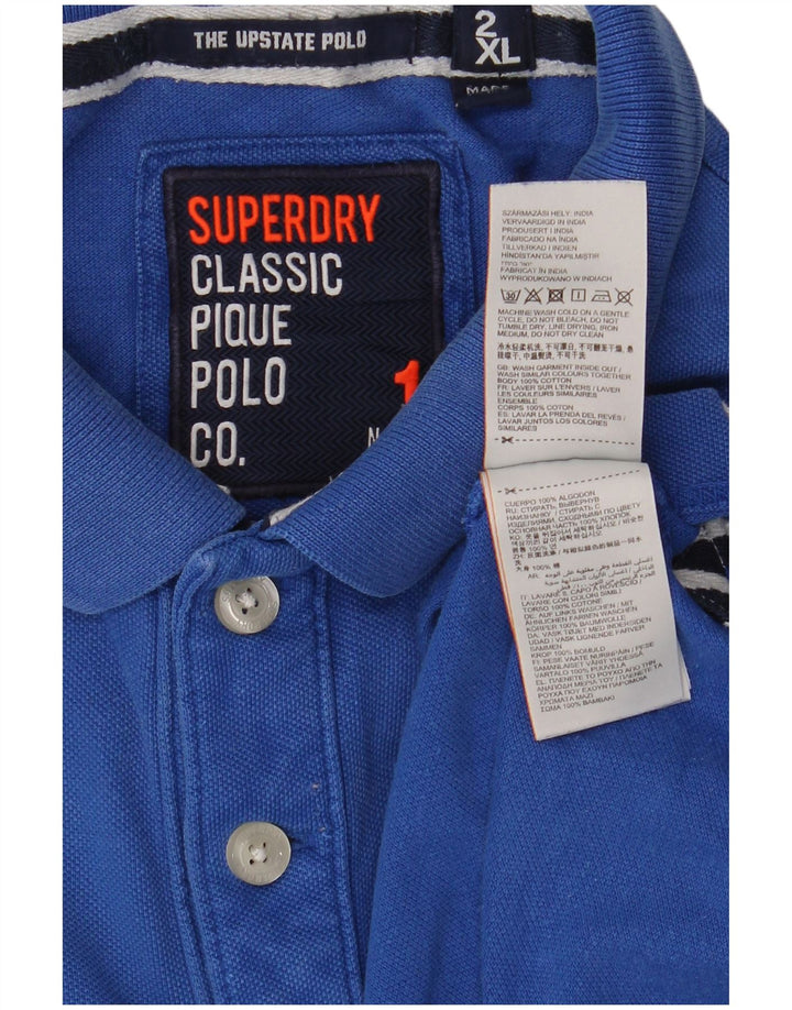 Męska koszulka polo Superdry z grafiką, 2XL, niebieska, bawełniana