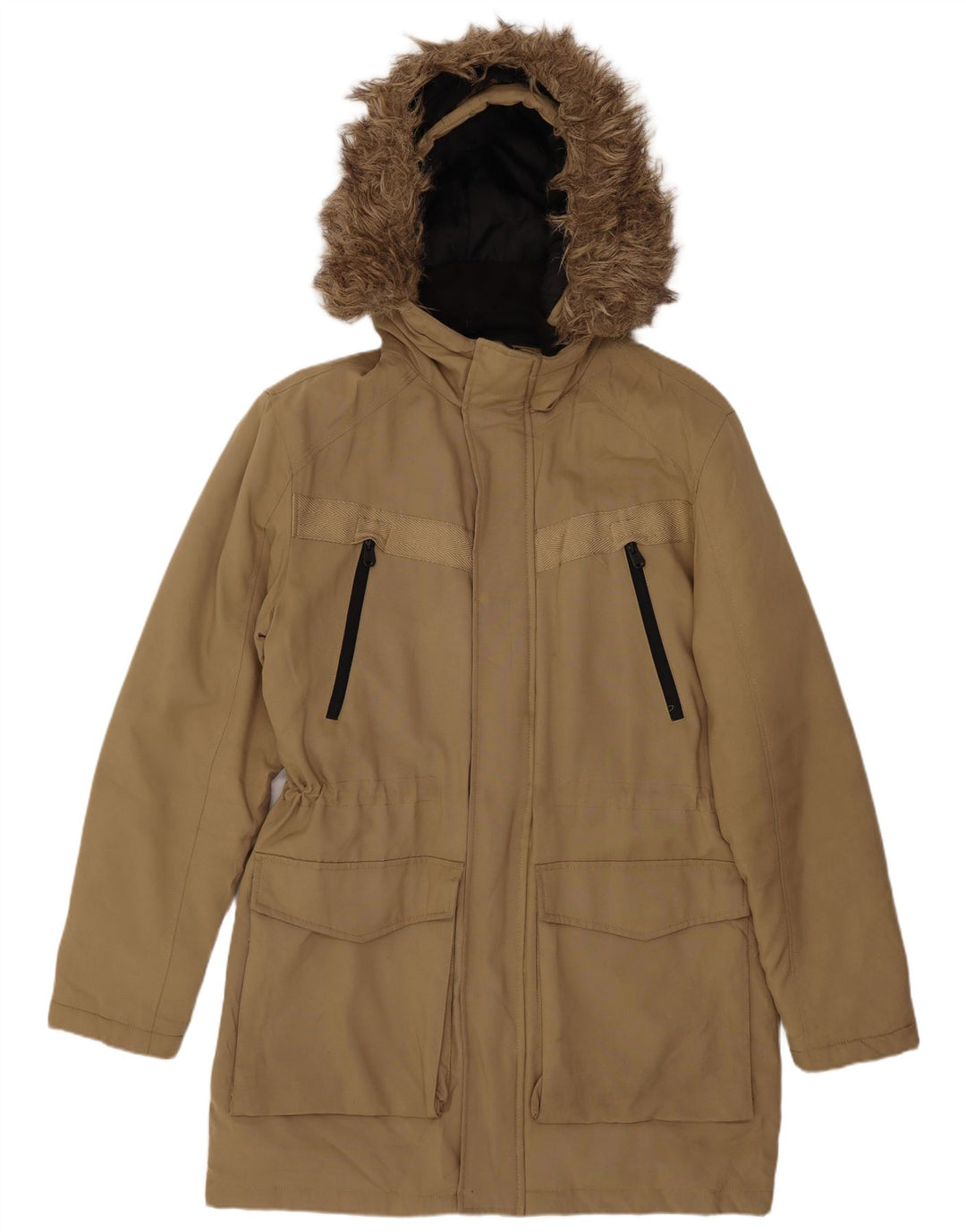 Męska kurtka parka z kapturem Jack & Jones UK 38, średni beżowy poliester