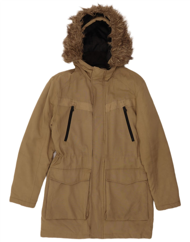 Męska kurtka parka z kapturem Jack & Jones UK 38, średni beżowy poliester