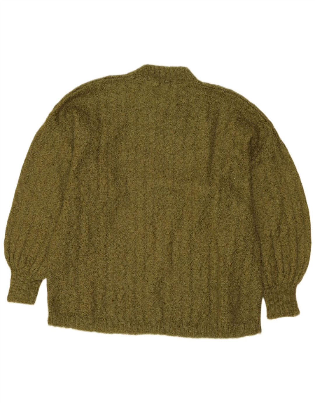 Sweter damski w stylu vintage z golfem UK 14, duży khaki