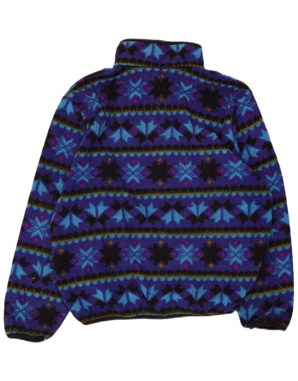 Damski sweter polarowy L.L.Bean z kołnierzykiem, UK 16, duży, niebieski Fair Isle