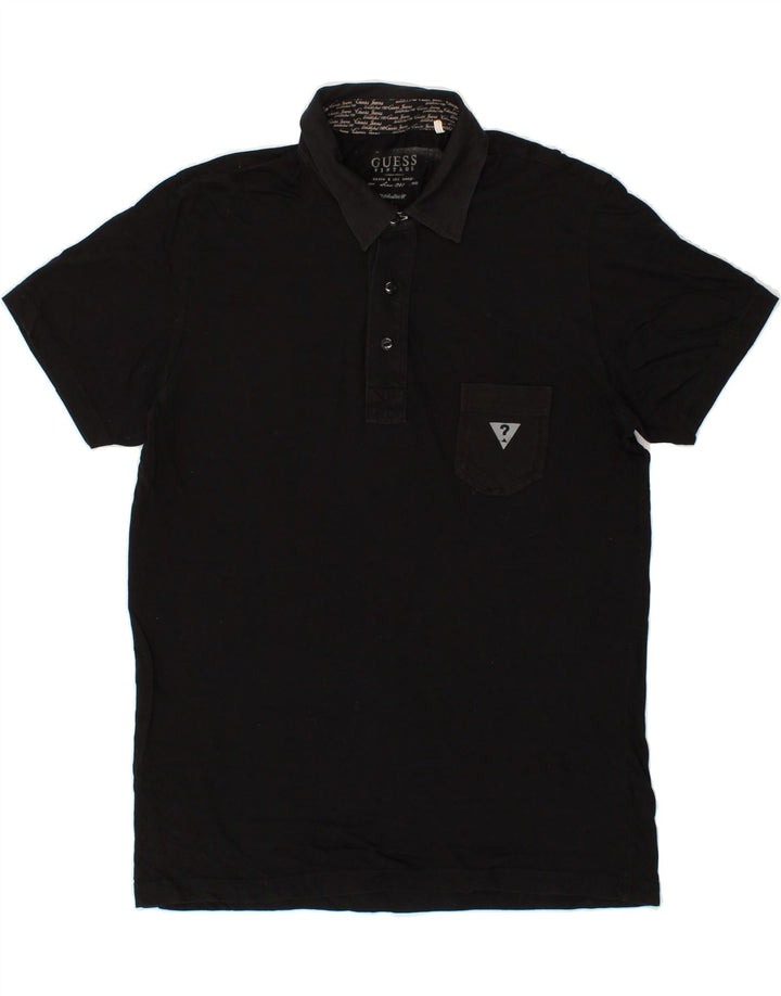 Męska koszulka polo GUESS z grafiką, duża, czarna