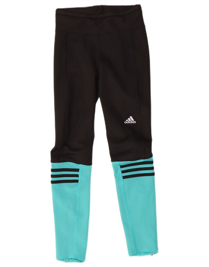 Damskie legginsy ADIDAS Climalite UK 0/2 2XS Czarny poliester z blokami kolorów