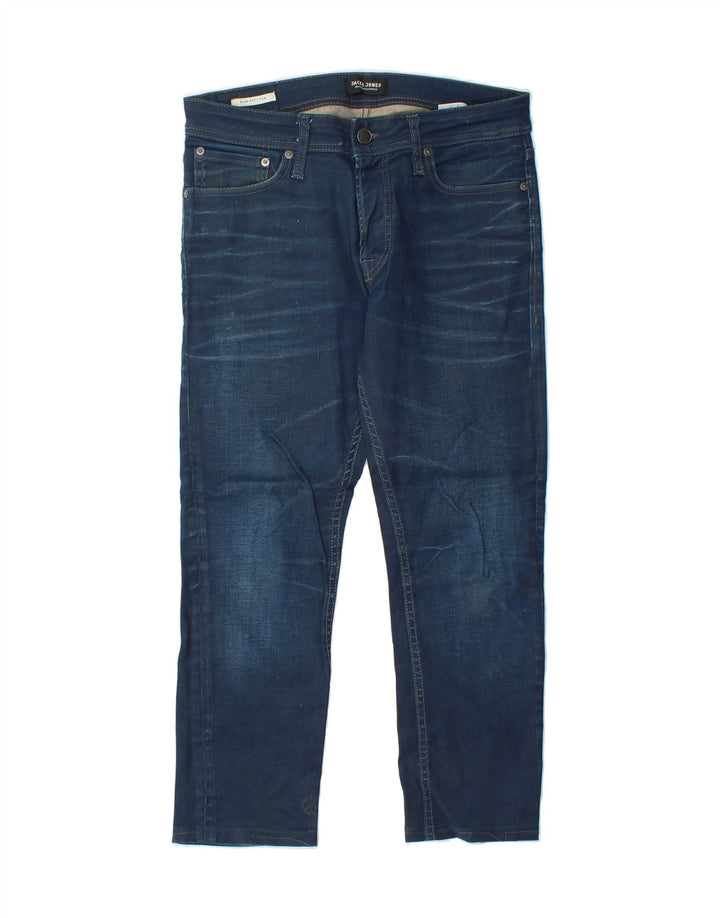 JACK & JONES Mens Tim Slim Jeans W30 L25 Navy Blue Cotton Vintage Jack & Jones and Second-Hand Jack & Jones from Messina Hembry 