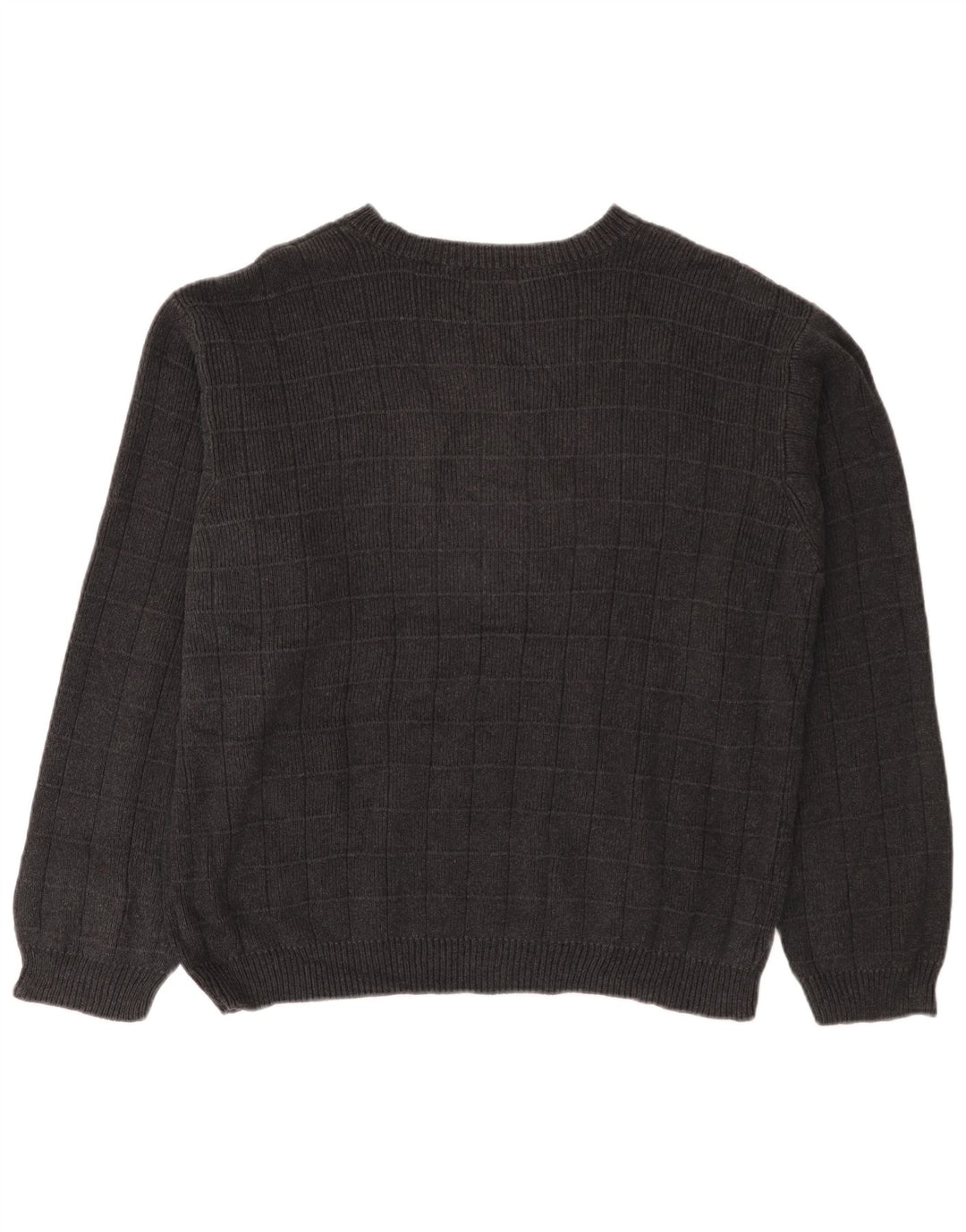 IZOD Męski sweter z dekoltem w łódkę, duży, szary, bawełniany w kratkę