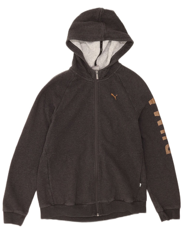 Damski sweter Puma z grafiką i zamkiem błyskawicznym UK 14, duży, szary, bawełniany