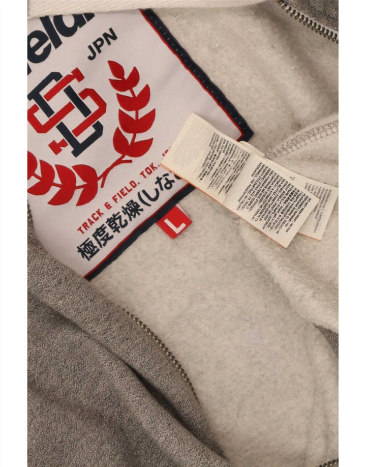 Męski sweter z kapturem i zamkiem błyskawicznym Superdry, duży, szary, bawełniany