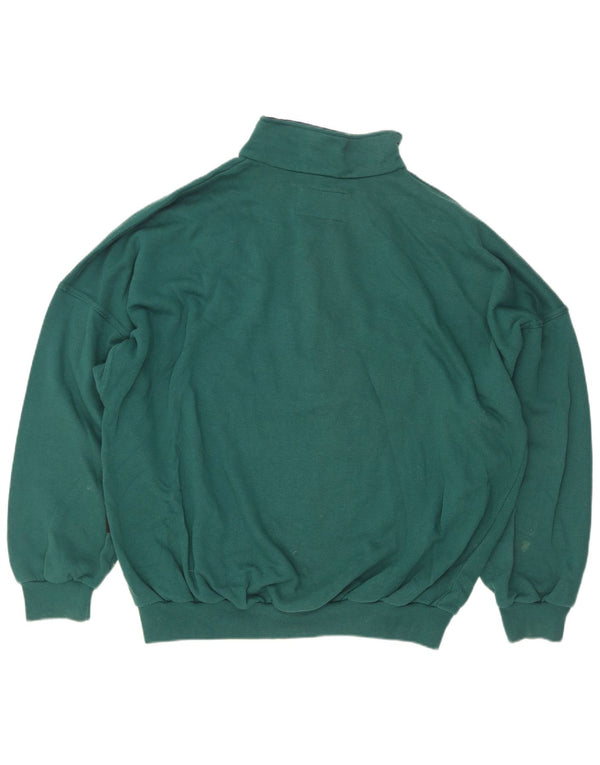 Męska bluza z zamkiem w stylu vintage, XL, bawełniana w kolorze zielonym