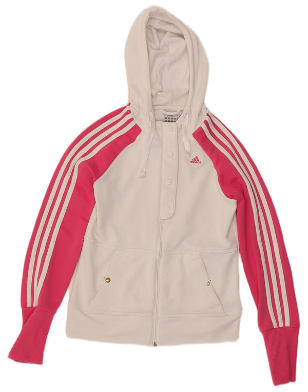 Damska bluza Adidas Clima 365 Zip z kapturem UK 10, mała, biała, z blokami kolorów