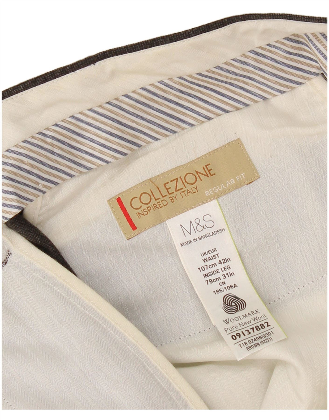 Męskie spodnie codzienne Marks & Spencer o regularnym kroju W42 L31 Czarna wełna