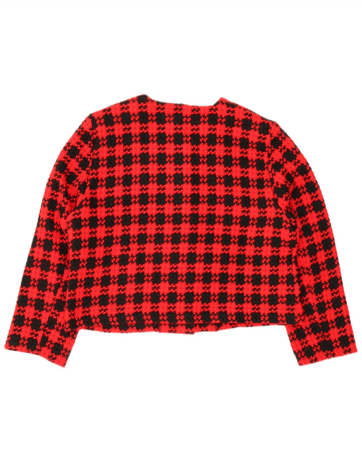 Damska marynarka VINTAGE zapinana na 4 guziki, UK 18 XL, czerwona kratka